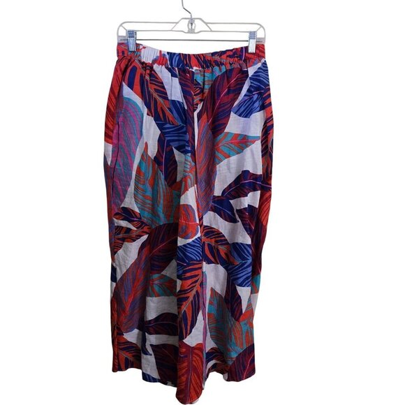 Magaschoni 100% Spun Luxe Linen Tropical Midi Skirt Size M - Picture 2 of 5